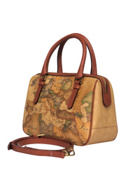 Current Boutique-Alviero Martini - Brown Leather Crossbody Purse w/ Map Print