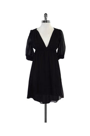 Current Boutique-Amanda Uprichard - Black & Gold V-Neck Dress Sz S