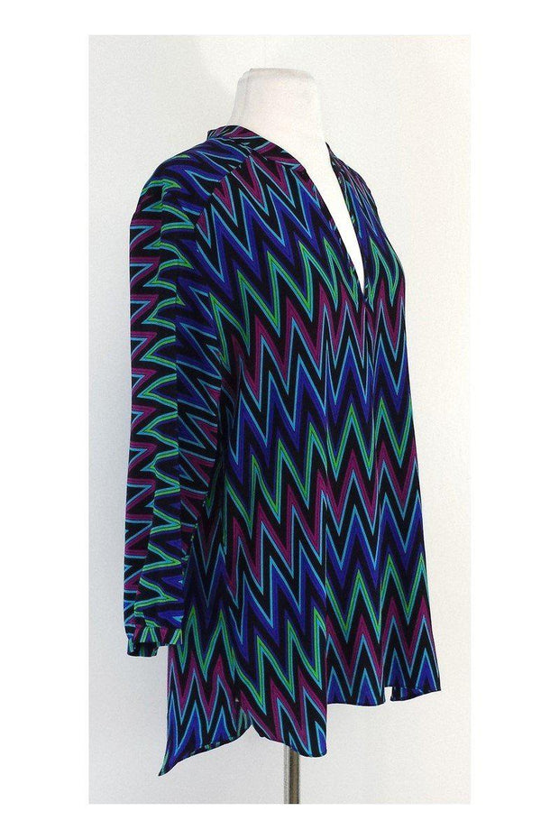 Current Boutique-Amanda Uprichard - Black & Neon Zigzag Print Tunic Sz L