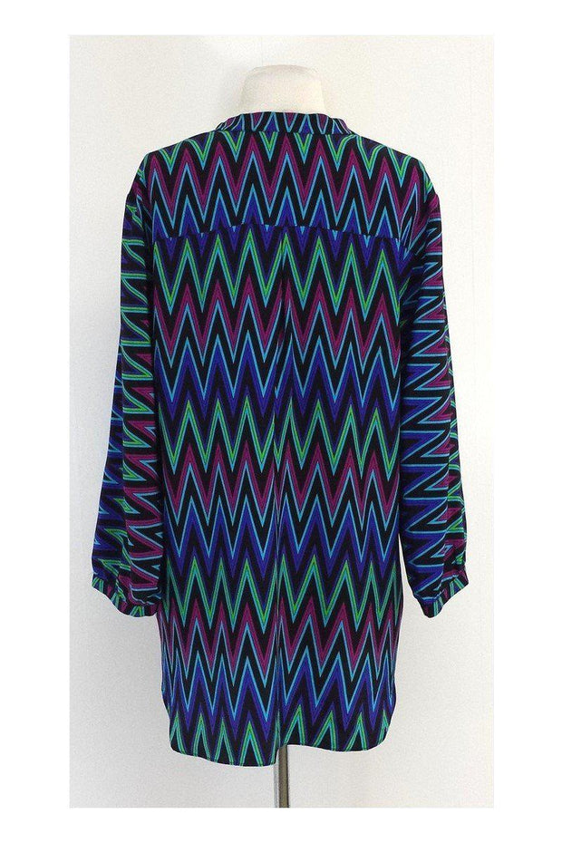 Current Boutique-Amanda Uprichard - Black & Neon Zigzag Print Tunic Sz L