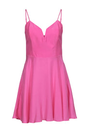 Current Boutique-Amanda Uprichard - Bright Pink Plunge A-Line Dress Sz M