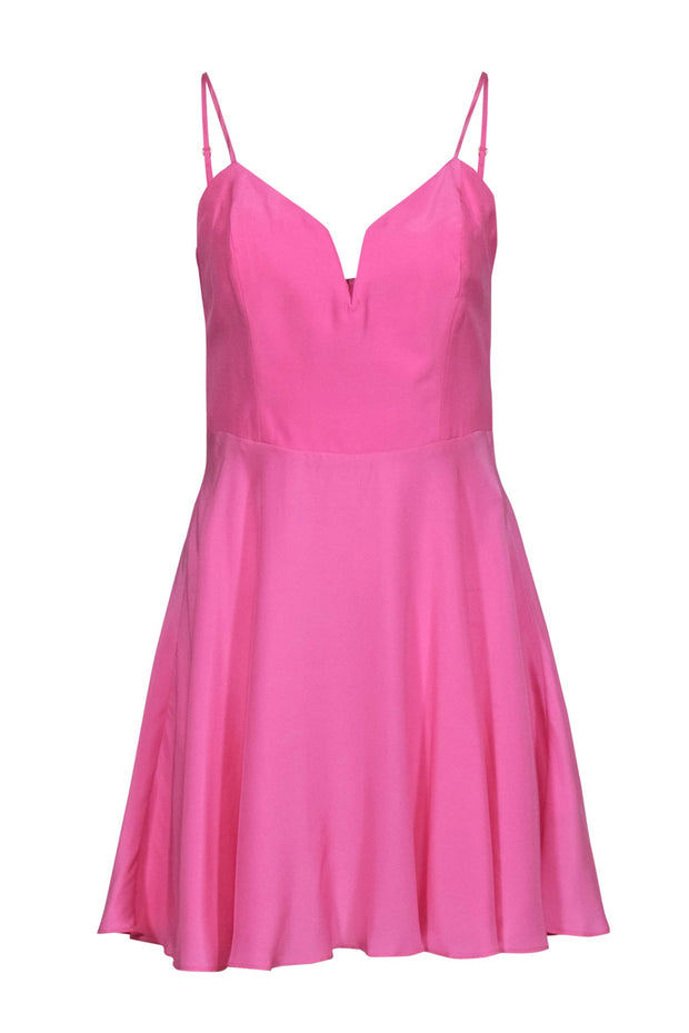 Current Boutique-Amanda Uprichard - Bright Pink Plunge A-Line Dress Sz M