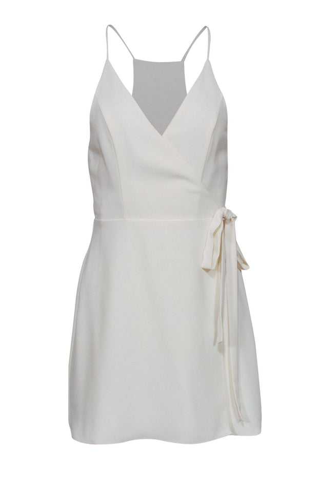 Current Boutique-Amanda Uprichard - Cream Wrap Plunge Mini Dress Sz S