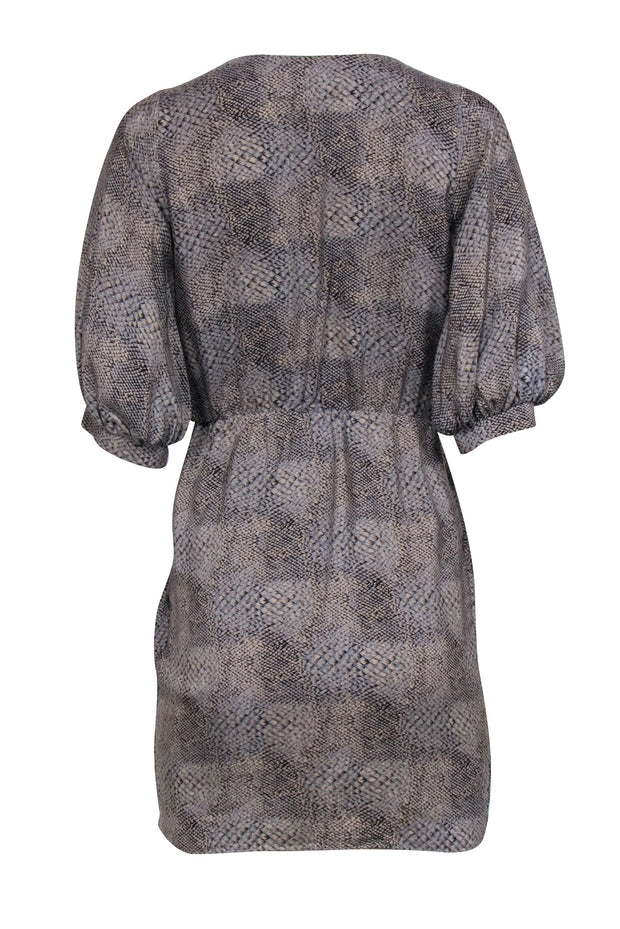 Current Boutique-Amanda Uprichard - Grey & Tan Snake Print Silk Dress Sz S