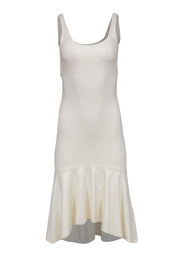 Current Boutique-Amanda Uprichard - Ivory Sleeveless "Parker" High-Low Midi Dress w/ Flounce Hem Sz S