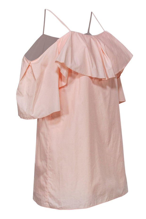 Current Boutique-Amanda Uprichard - Light Pink Cold Shoulder Shift Dress w/ Flounce Top Sz P