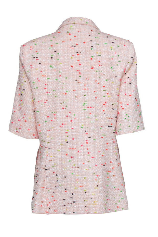 Current Boutique-Amanda Uprichard - Light Pink w/ Rainbow Pom Tweed Blazer Sz L