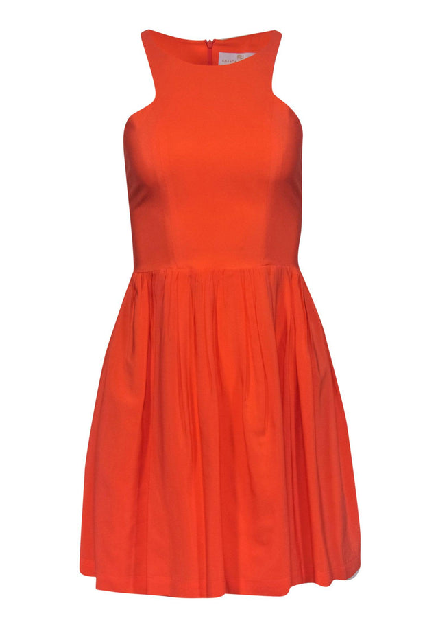 Current Boutique-Amanda Uprichard - Neon Coral Silk Fit & Flare Dress Sz S