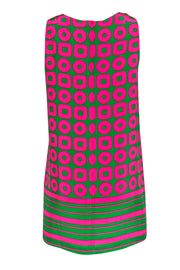 Current Boutique-Amanda Uprichard - Neon Pink & Green Graphic Patterned Silk Shift Dress Sz S