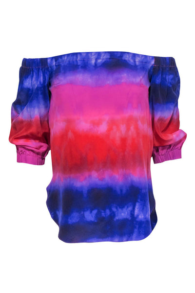 Current Boutique-Amanda Uprichard - Purple & Pink Marbled Silk Blouse Sz P