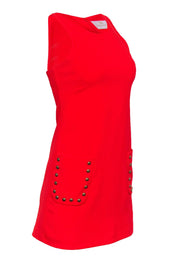 Current Boutique-Amanda Uprichard - Red Mini Sheath Dress w/ Studded Pockets Sz P