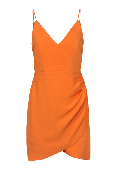 Current Boutique-Amanda Uprichard - Sherbet Orange Sleeveless Ruched Sheath Dress Sz S