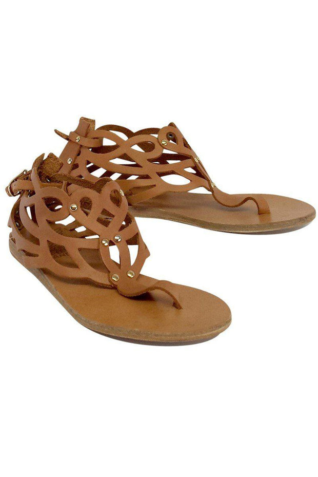 Current Boutique-Ancient Greek Sandals - Tan Cut Out Leather Sandals Sz 6