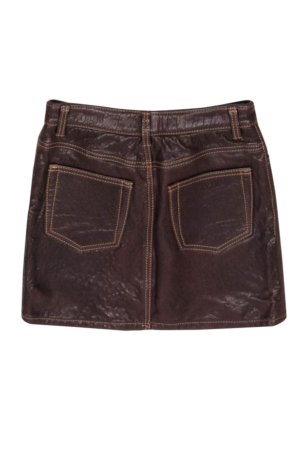 Current Boutique-Andrew Marc - Brown Textured Leather Miniskirt Sz XS