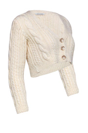 Current Boutique-Anna October - Cream Cable Knit Crop Cardigan Sz S