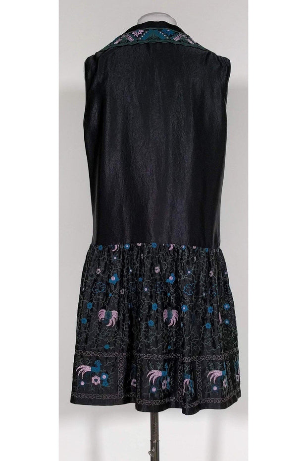 Current Boutique-Anna Sui - Black Embroidered Drop Waist Dress Sz 6