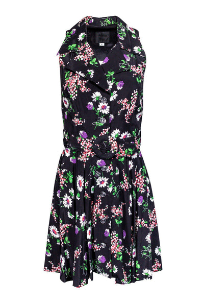 Current Boutique-Anna Sui - Black Floral Sleeveless Dress Sz 6