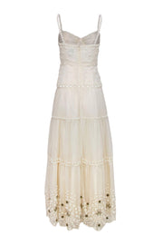 Current Boutique-Anna Sui - Ivory Sleeveless Maxi Dress w/ Appliques Sz 2