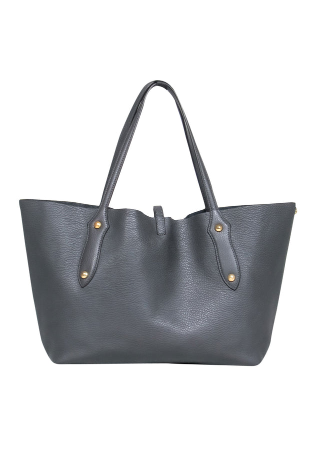 Current Boutique-Annabel Ingall - Grey Pebble Leather Tote Bag w/ Gold-Toned Hardware