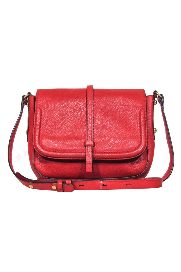 Current Boutique-Annabel Ingall - Red Textured Leather Crossbody Bag w/ Top Flap