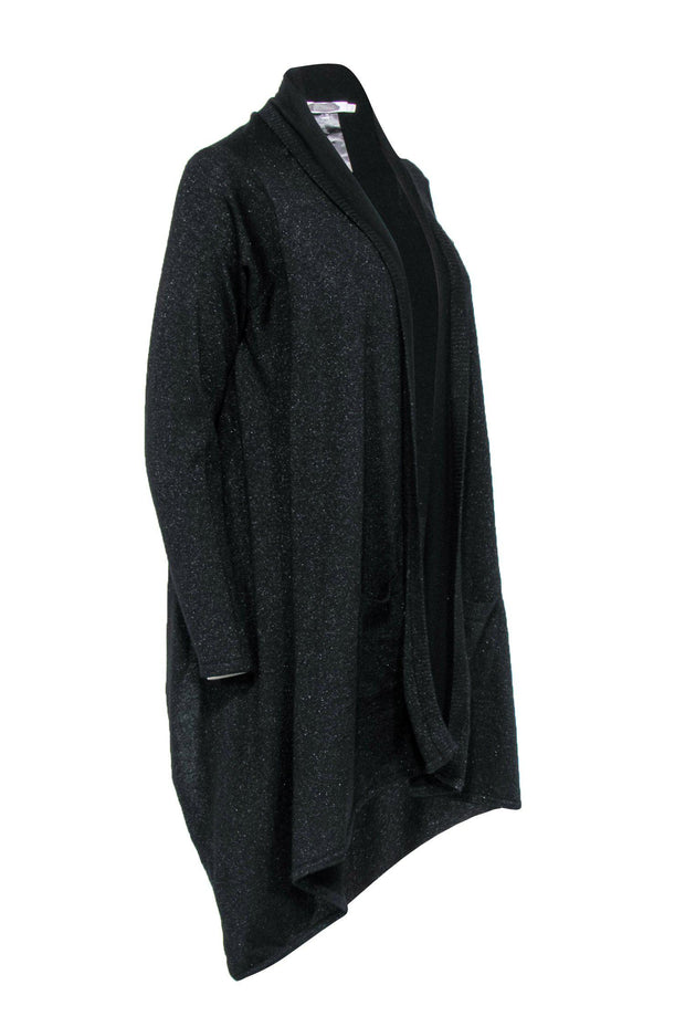 Current Boutique-Anne Fontaine - Black Sparkly Draped Open Cardigan Sz 10