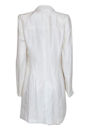 Current Boutique-Anne Fontaine - White Extra Long Blazer w/ Detachable Flower Sz 8