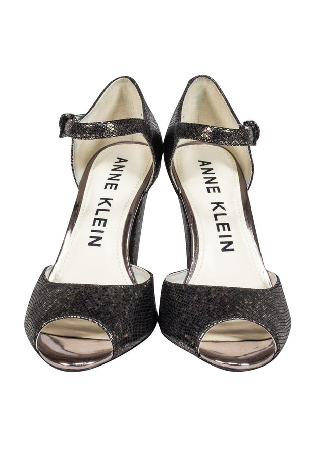 Current Boutique-Anne Klein - Dark Silver Snakeskin Texture Pumps Sz 6.5