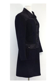 Current Boutique-Annelore - Navy Plaid Cotton & Wool Coat Sz 4