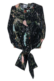 Current Boutique-Annitian - Black Sleeveless Silk Blouse w/ Abstract Pattern OS