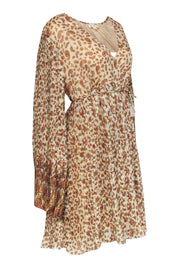 Current Boutique-Anthropologie - Beige Paisley Print Pleated Wrap Dress Sz XL