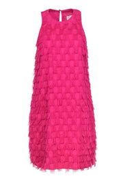 Current Boutique-Anthropologie - Fuchsia Fringed Polka Dot Embossed Sleeveless Shift Dress Sz 6