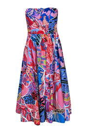 Current Boutique-Anthropologie - Multicolor Abstract Floral Print Strapless Maxi Dress Sz 4