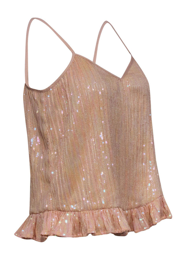 Current Boutique-Anthropologie - Peach Iridescent Sequined Camisole Sz 2