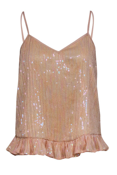 Current Boutique-Anthropologie - Peach Iridescent Sequined Camisole Sz 2