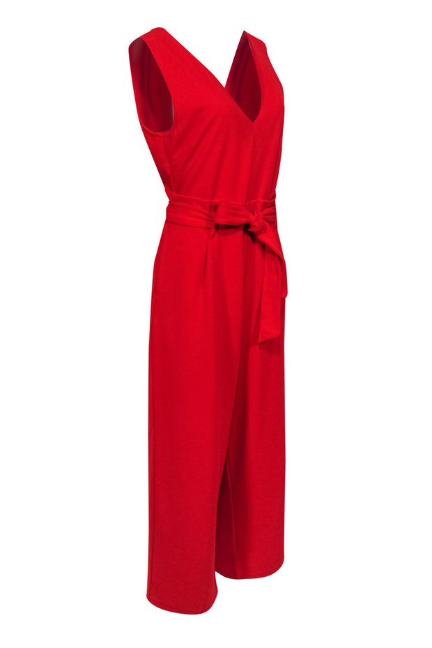 Current Boutique-Anthropologie - Red Sleeveless Wide Leg Jumpsuit w/ Tie Belt Sz L