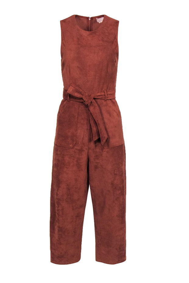 Current Boutique-Anthropologie - Rust Faux Suede Straight Leg Jumpsuit w/ Belt Sz S