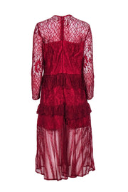 Current Boutique-Anthropologie - "Vone" Red Lace Long Sleeve Dress Sz L