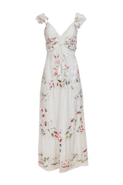 Current Boutique-Anthropologie - White Floral Embroidered Sleeveless Maxi Dress Sz 12