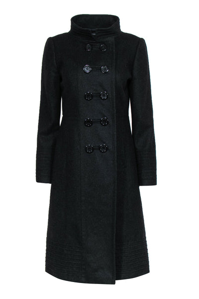 Current Boutique-Antonio Melani - Black Wool Blend Double Breasted Longline Coat Sz 4