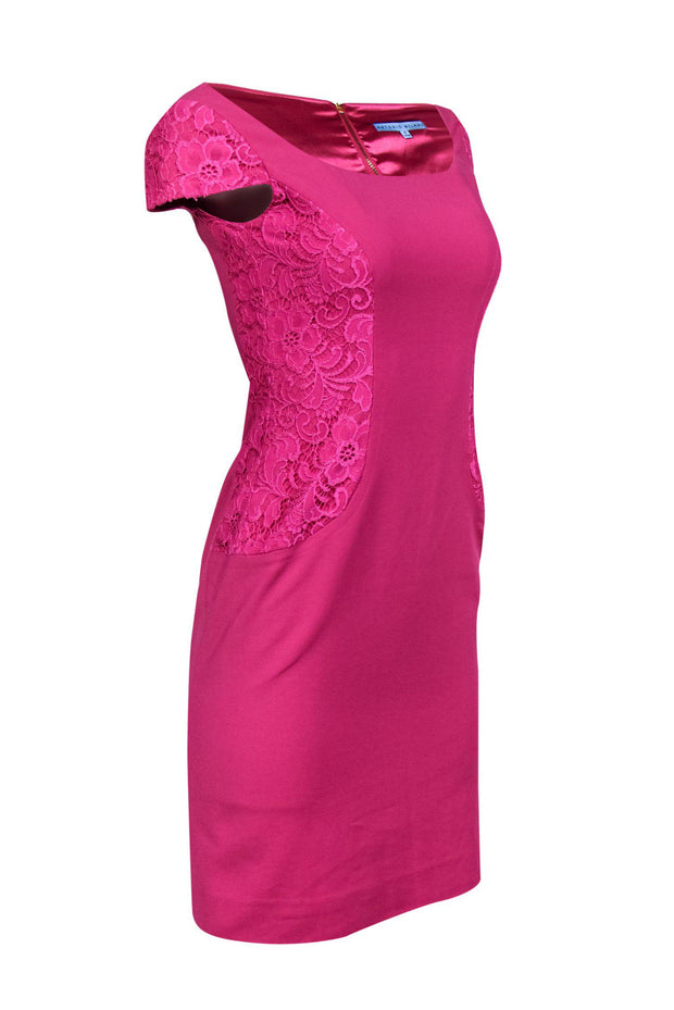 Current Boutique-Antonio Melani - Hot Pink Sheath Dress w/ Lace Paneling Sz 0