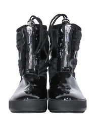 Current Boutique-Aquatalia - Black Patent Leather & Quilted Zippered Snow Boots Sz 7.5