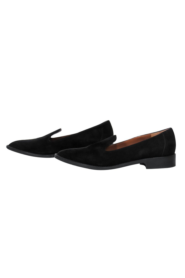 Current Boutique-Aquatalia - Black Suede Pointed Toe Loafers Sz 8