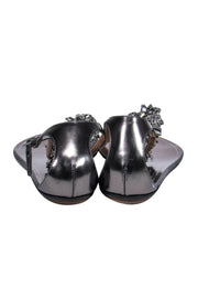 Current Boutique-Aquazzura - Black Shiny Leather Sandals w/ Beading Sz 6