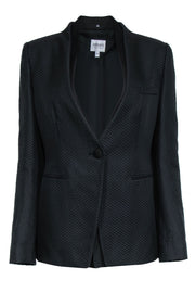 Current Boutique-Armani Collezioni - Black Cotton & Silk Textured Blazer w/ Double Collar Sz 14