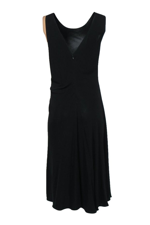 Current Boutique-Armani Collezioni - Black Gathered Side Tank Dress w/ Nude Slit Sz 12