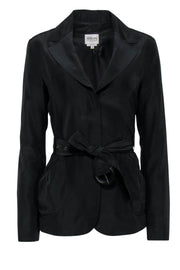 Current Boutique-Armani Collezioni - Black Nylon Belted Blazer Sz 8