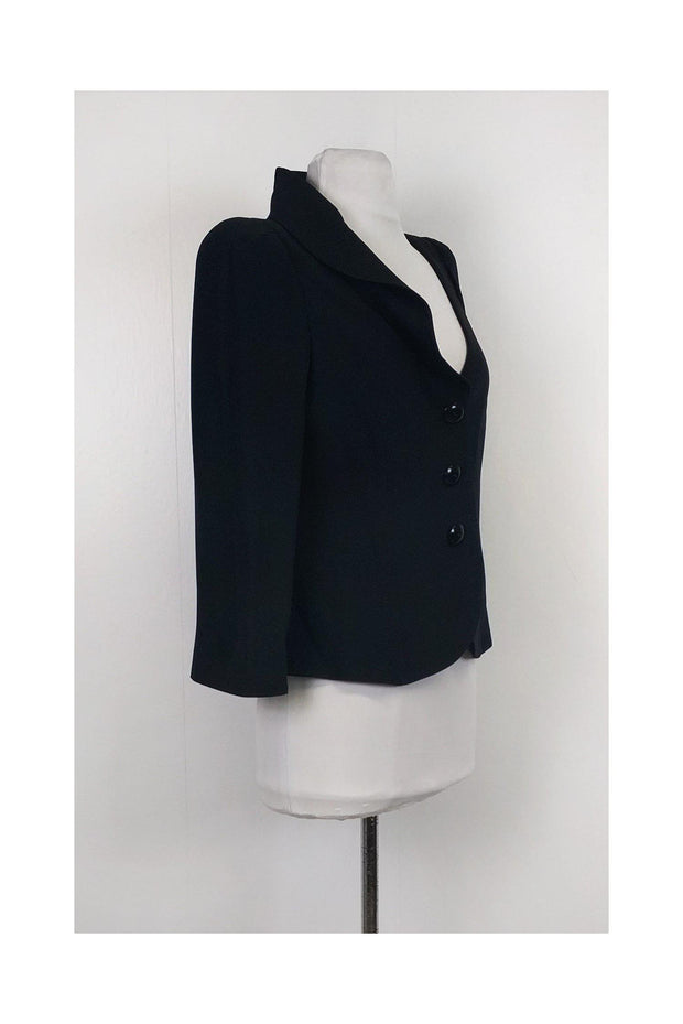 Current Boutique-Armani Collezioni - Black Ruffle Blazer Sz 8