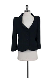 Current Boutique-Armani Collezioni - Black Ruffle Blazer Sz 8