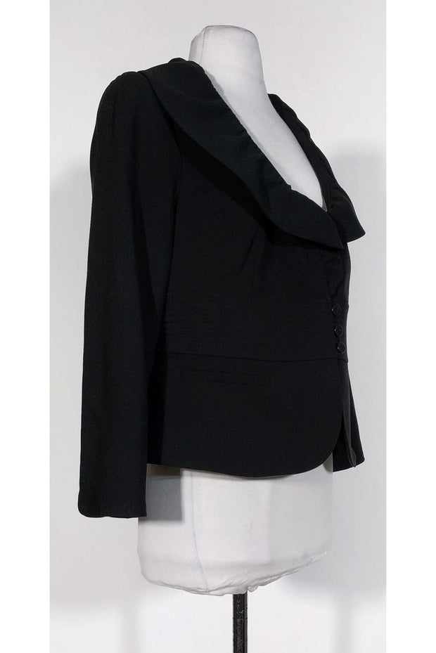 Current Boutique-Armani Collezioni - Black Ruffle Collar Blazer Sz 10