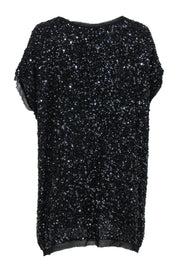 Current Boutique-Armani Collezioni - Black Sequin & Beaded Short Sleeve Shift Dress Sz 4